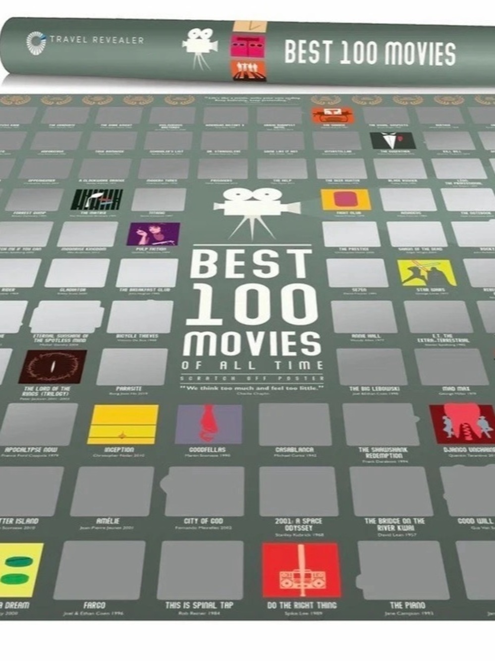 NWT Travel Revealer Best 100 Movies Scratch Off Poster Movie Bucket List